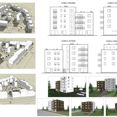 Budynki mieszkalne z usługami w parterze w Warszawie - koncepcja